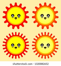 Smiles face of Sun vector illustrations can be used for weather sign symbol or as smilies.