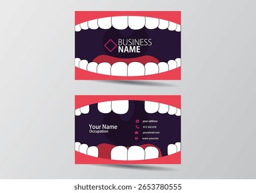 Smiles and Gaps  A Dual-Faced Dentist Business Card Vector Template (Front: Clean Teeth | Back: Missing Teeth)  Ideal for Dental Clinics and Oral Health Experts