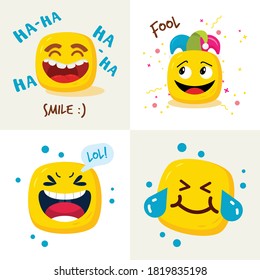 Smiles,  happy  flat vector illustrations