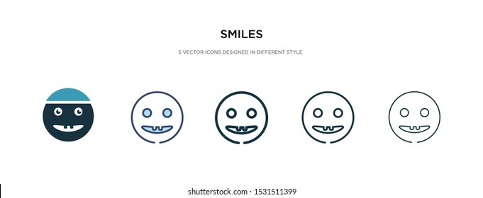smiles icon in different style vector illustration. two colored and black smiles vector icons designed in filled, outline, line and stroke style can be used for web, mobile, ui