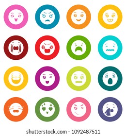 Smiles icons set vector colorful circles isolated on white background 