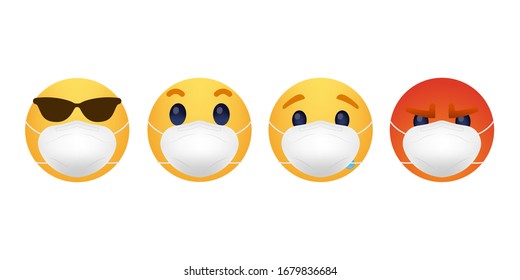 Smiles in medical mask, concept icon. Mask with emoji concept.