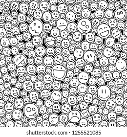 Smiles seamless pattern. Graffiti style emoticons.