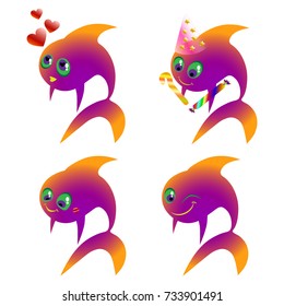 Smiles set with abstract fish 7