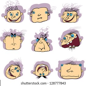 smiles, set of different persons expressing different mood