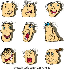 smiles, set of different persons expressing different mood