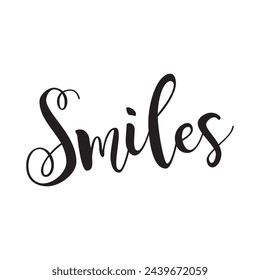 smiles text on white background.