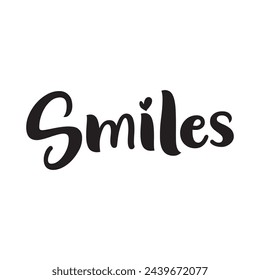 smiles text on white background.