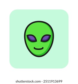 Smiley ícone de linha alienígena. Criatura, cabeça, monstro. Conceito de espaço. Pode ser usado para tópicos como ciência, descoberta, eventos paranormais