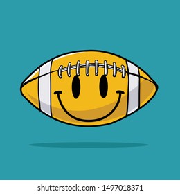 smiley american football / happy emoji american standard ball sport vector illustration