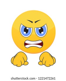 Smiley. Angry Emoji face.  Wicked cartoon icon