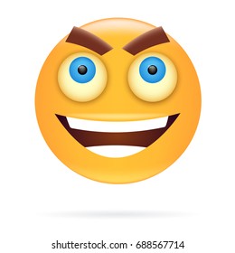 Smiley.  Angry face vector illustration. Character design. Icon style.