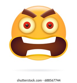 Smiley.  Angry face vector illustration. Character design. Icon style.