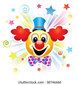 Smiley ball as clown in the circus