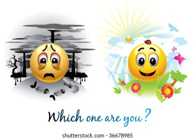 Smiley ball sending message about pollution