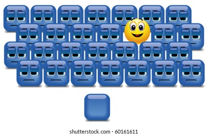 smiley ball stands out in a crowd