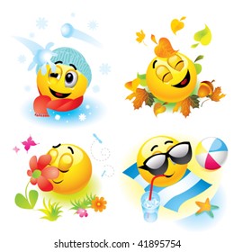 Smiley balls in different season