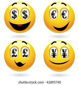  Smiley balls looking at money
