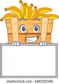 Smiley banana fruit box cartoon character style bring board