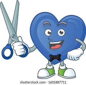 Smiley barber blue love mascot cartoon character design