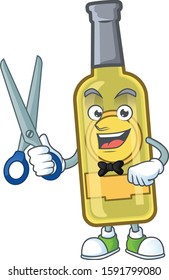 Smiley barber champagne yellow bottle mascot cartoon character design