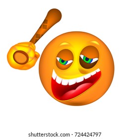 Smiley with a baseball bat. 3D Vector Illustration.