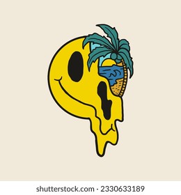 icono de smiley beach. bueno para el diseño de los teys