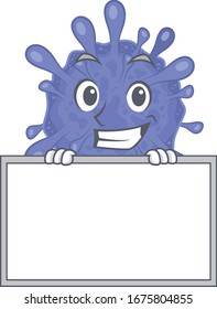 Smiley biohazard viruscorona cartoon character style bring board
