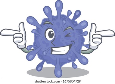 Smiley biohazard viruscorona cartoon design style showing wink eye