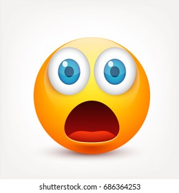 Smiley with blue eyes,emoticon set. Yellow face with emotions. Facial expression. 3d realistic emoji. Sad,happy,angry faces.Funny cartoon character.Mood.Vector illustration.