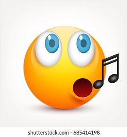 Smiley with blue eyes,emoticon. Yellow face with emotions. Facial expression. 3d realistic emoji. Sad,happy,angry faces.Funny cartoon character.Mood.Vector illustration.