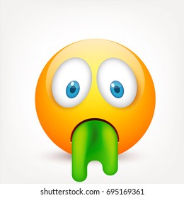 Smiley with blue eyes,emoticon. Yellow face with emotions. Facial expression. 3d realistic emoji. Sad,happy,angry faces.Funny cartoon character.Mood.Vector illustration.