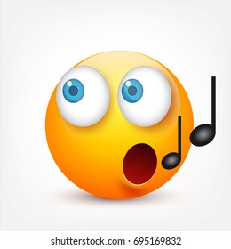 Smiley with blue eyes,emoticon. Yellow face with emotions. Facial expression. 3d realistic emoji. Sad,happy,angry faces.Funny cartoon character.Mood.Vector illustration.