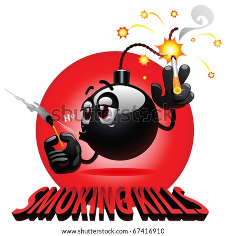 Smiley bomb smoking cigarette