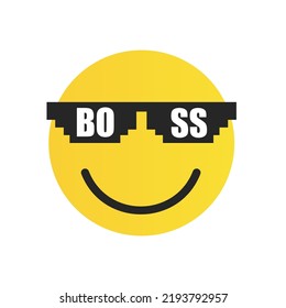 Smiley boss in glasses who is happy. Vector illustration