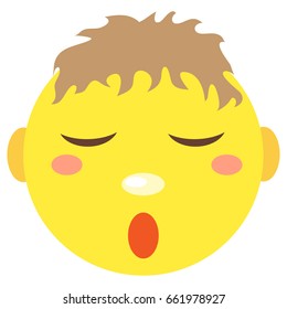 Smiley boy sleeps. Icons on a white background. 