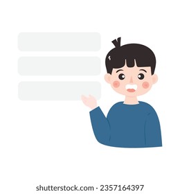Smiley Boy Want To Show Something. Boy with blue shirt illustration. 
