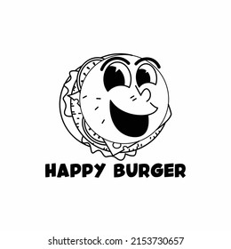 Smiley Burger Vector Line Art