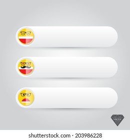 With smiley buttons - Vector Illustration, progress banners with colorful tags.