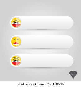 With smiley buttons - Vector Illustration, progress banners with colorful tags.