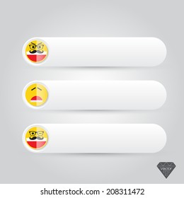 With smiley buttons - Vector Illustration, progress banners with colorful tags