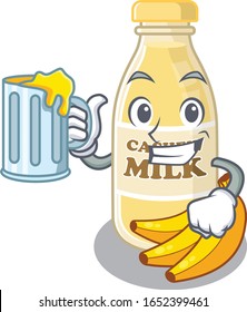 Smiley cashew milk mascot design with a big glass