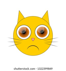 Smiley Cat. Cute kitten character, graphic design template. Sadly kitty, emotion app icon, vector illustration