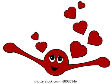 smiley character with hearts