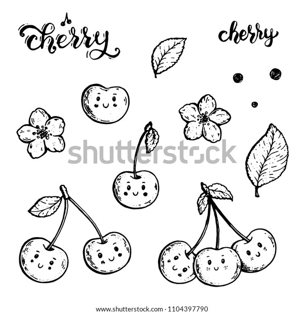 Smiley Cherry Hand Drawn Doodle Elements Stock Vector Royalty Free Smiley Cherry Hand Drawn Doodle Elements Stock Vector Royalty Free