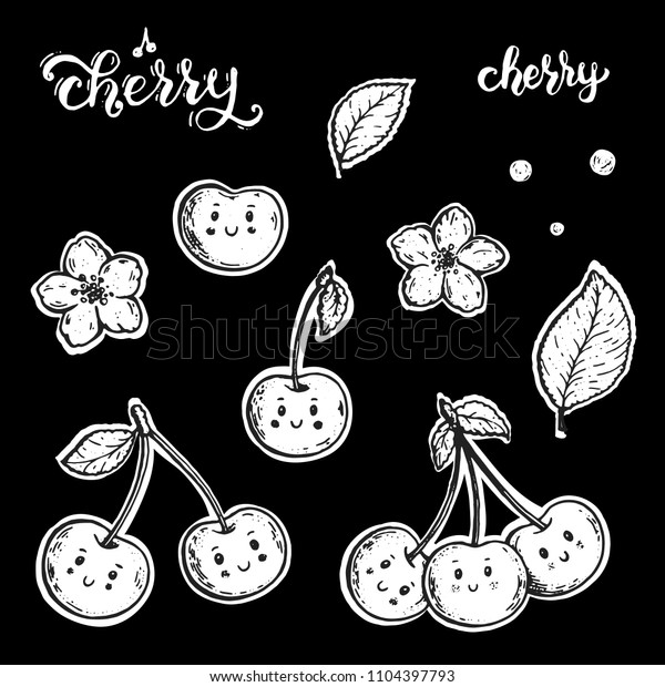 Smiley Cherry Hand Drawn Doodle Elements Stock Vector Royalty Free Smiley Cherry Hand Drawn Doodle Elements Stock Vector Royalty Free
