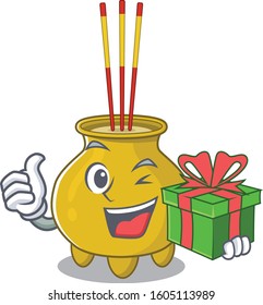 Smiley chinese incense character with gift box