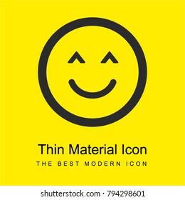 Smiley with closed eyes rounded square face bright yellow material minimal icon or logo design