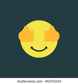 Smiley Closing Eyes. Flat Emoji Closing Eyes With Hand Isolated From Background