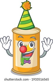 smiley clown corn tin cartoon character design concept